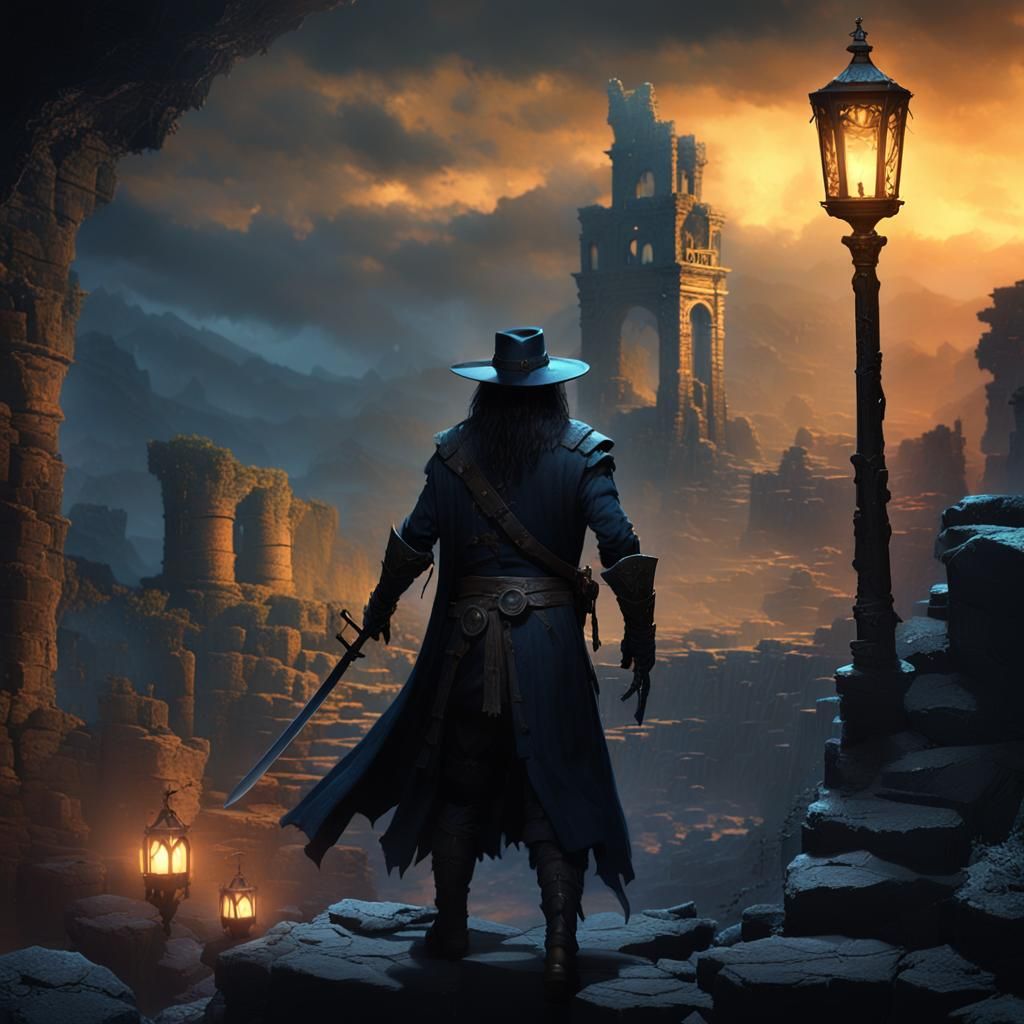 Solomon Kane in Mystical Ruins: Fantasy Concept Art
