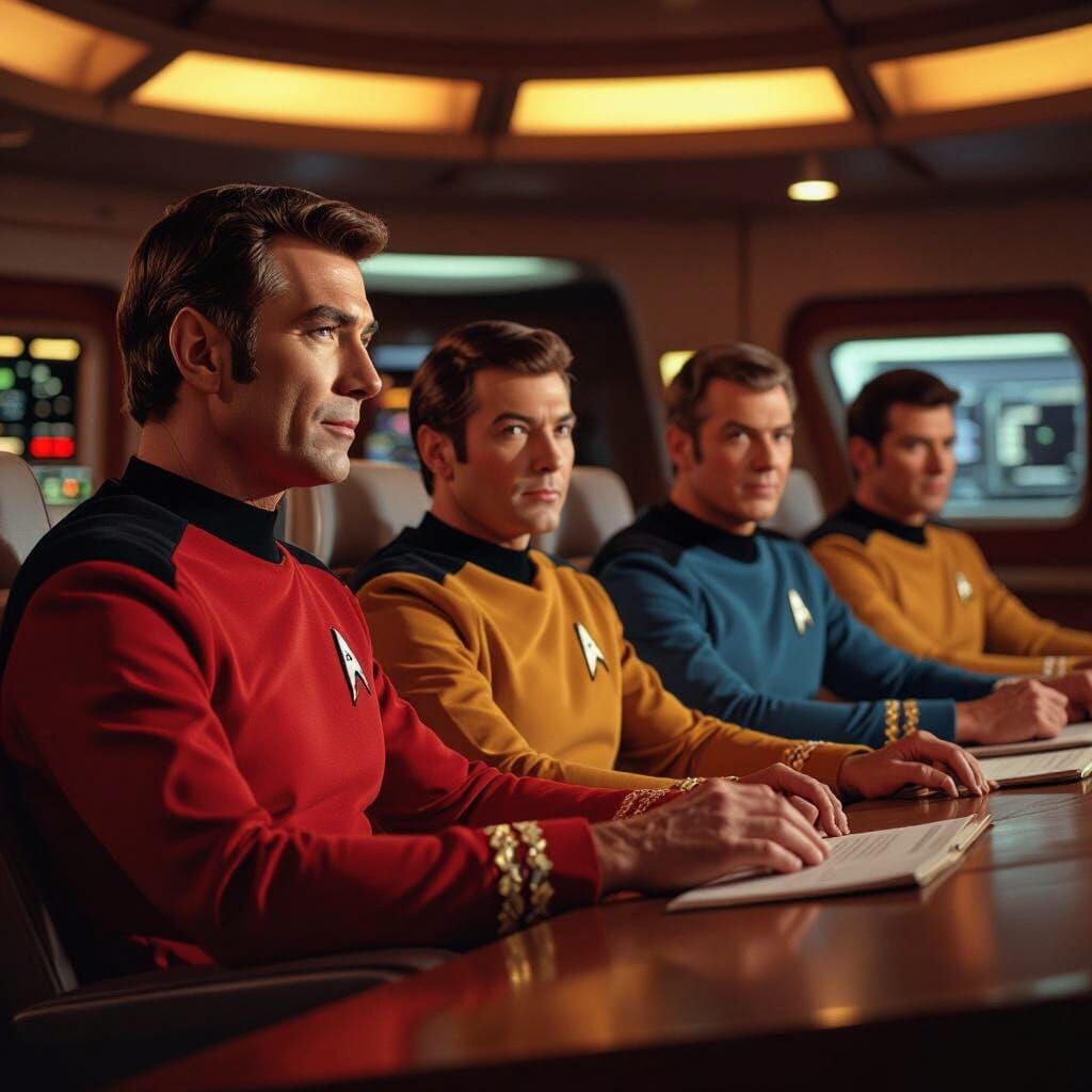 Star Trek Crew Resting, Norman Rockwell Style