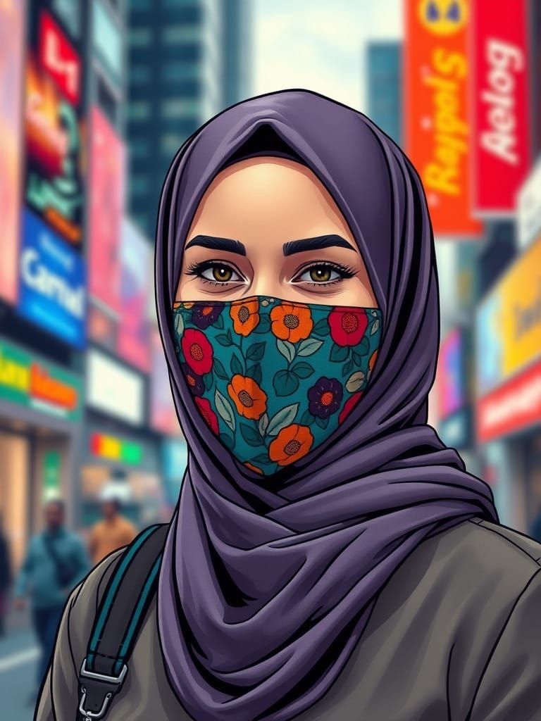 Modest City Icon in Vibrant Comic Book Style