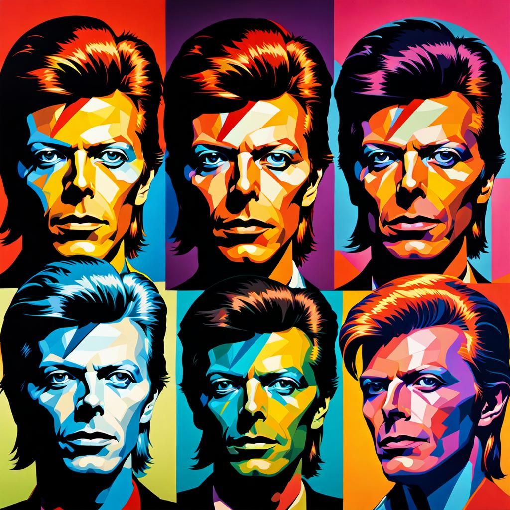 David Bowie in the style of Andy Warhol