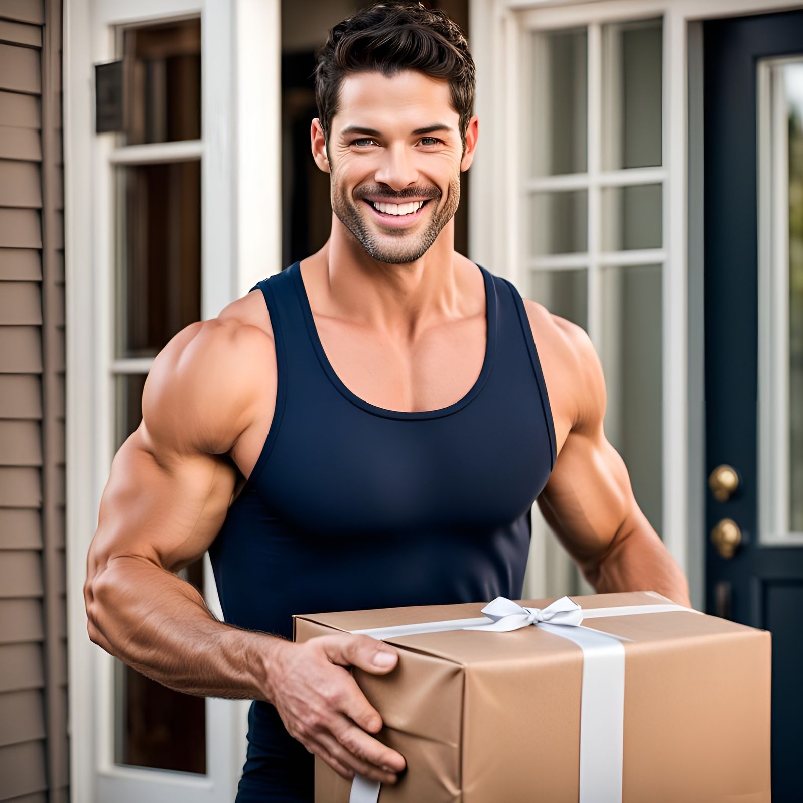 Handsome Delivery Man Portrait in Epic Realism