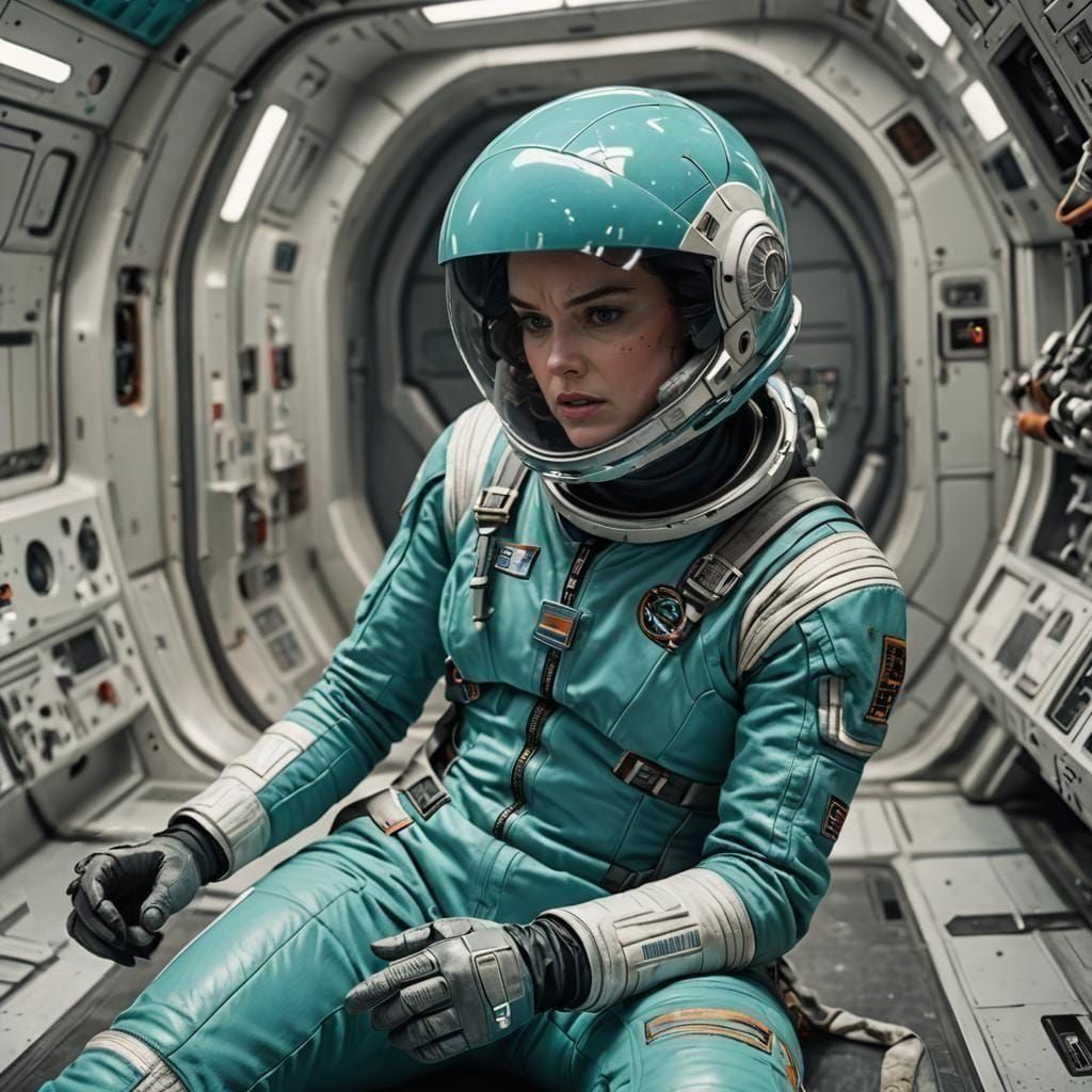 Daisy Ridley Unconscious in Spacesuit on Shuttle