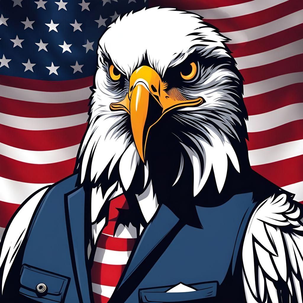 Bald Eagle in Suit: Patriotic Satire Profile