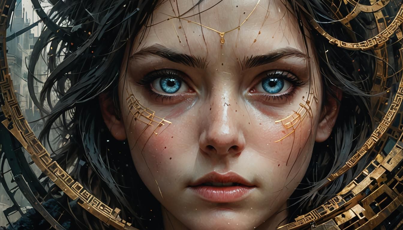 Labyrinth Eye Portrait in Detailed Digital Art Style