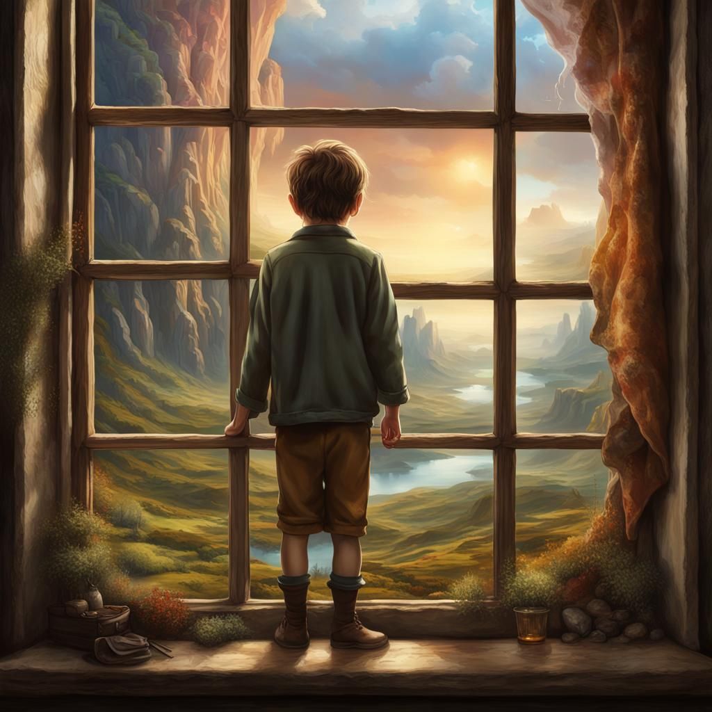 Boy's Wonder at a Fantastical Landscape