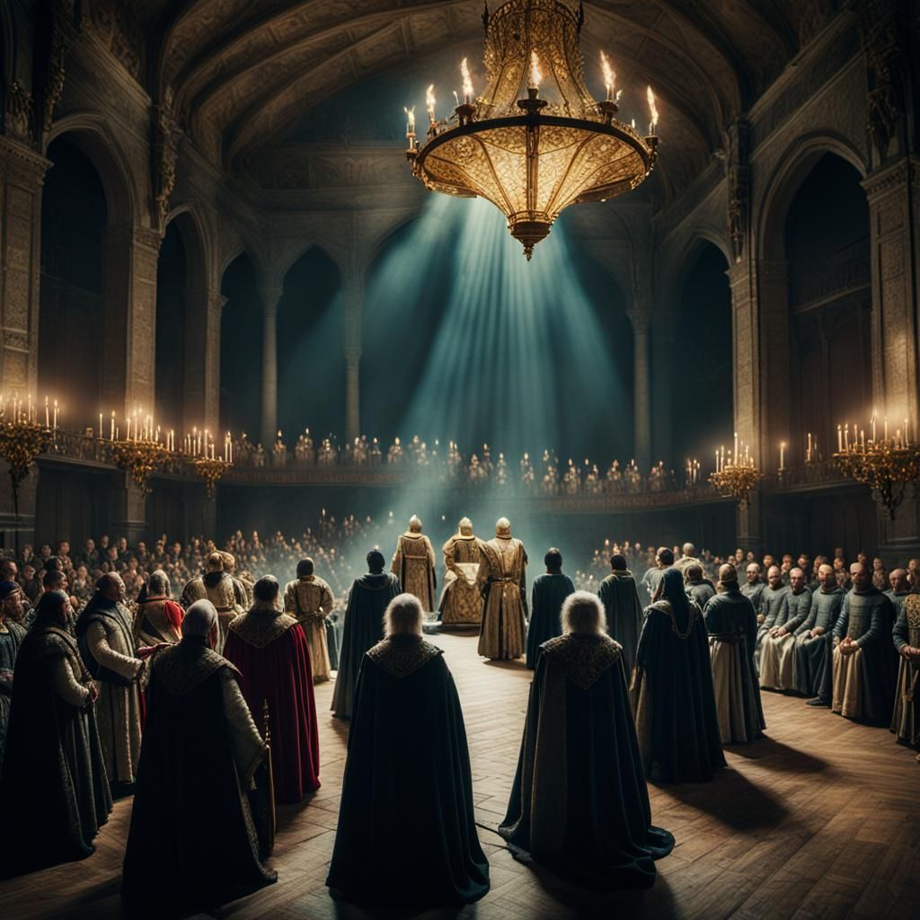 Medieval King's Night Coronation: Cinematic Film Still