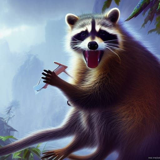 Screaming Raccoon: Detailed Matte Painting