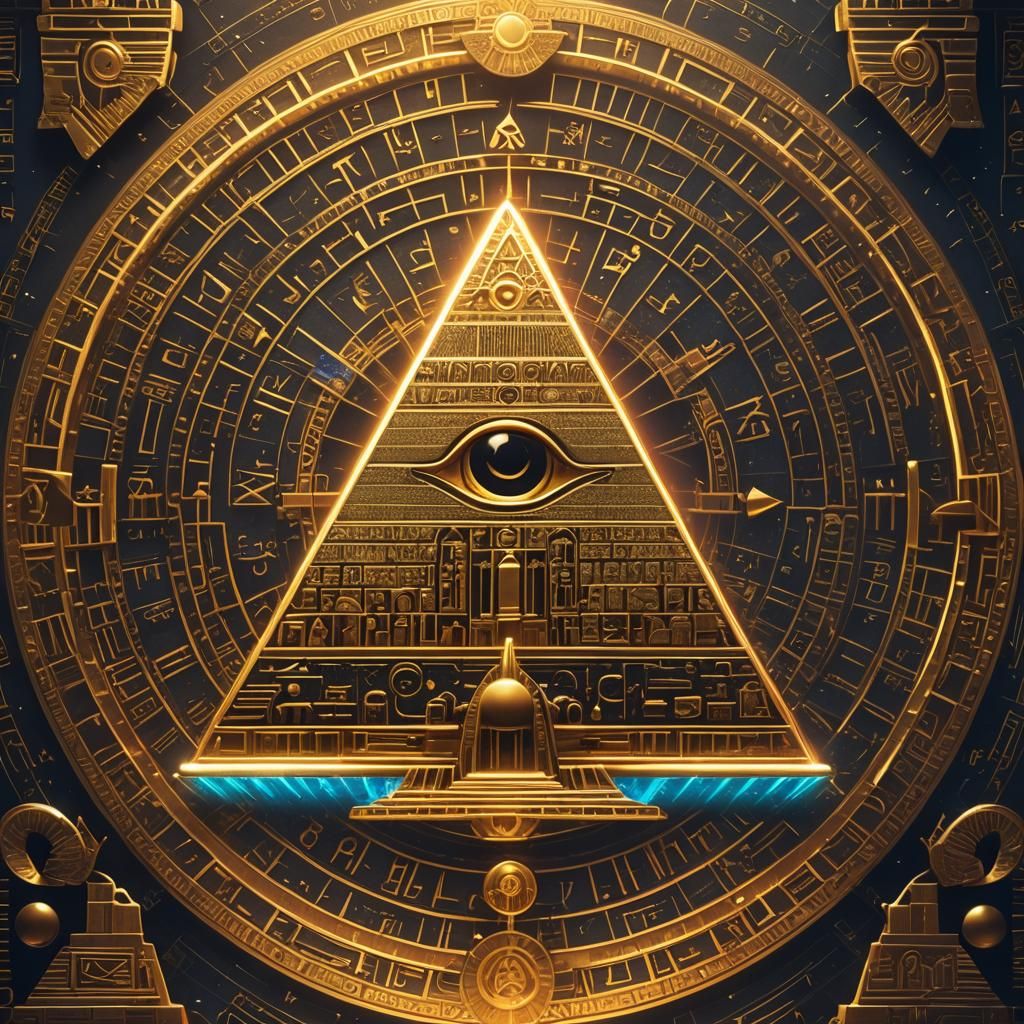 Ethereal Egyptian Pyramid with Holographic Details