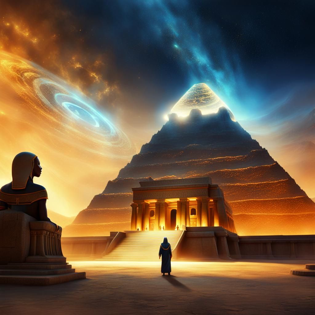 Osiris in Mystical Temple: Art Nouveau Concept