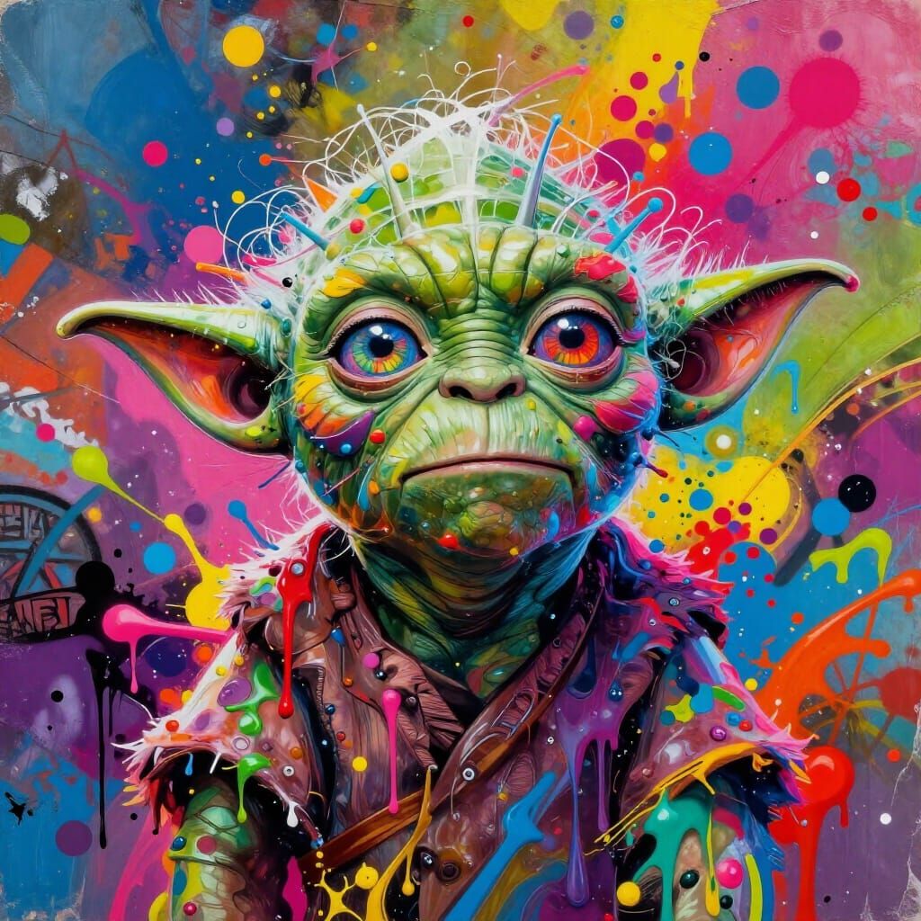 Yoda's Psychedelic Journey: Graffiti Art Explosion