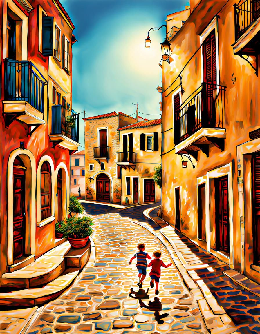 Dreamy Chania Old Port Town: Children Playing