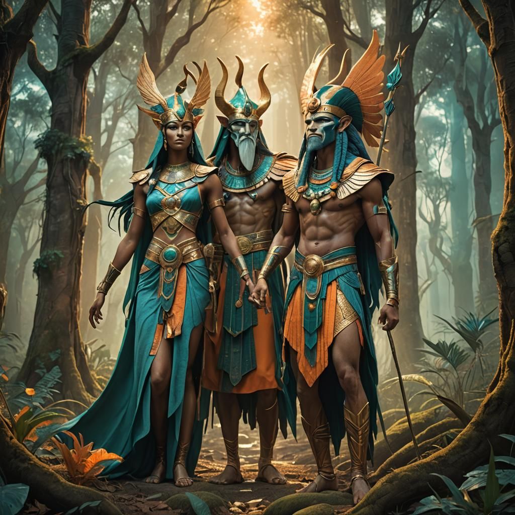 Thoth and Artemis in Mystical Forest Concept Art