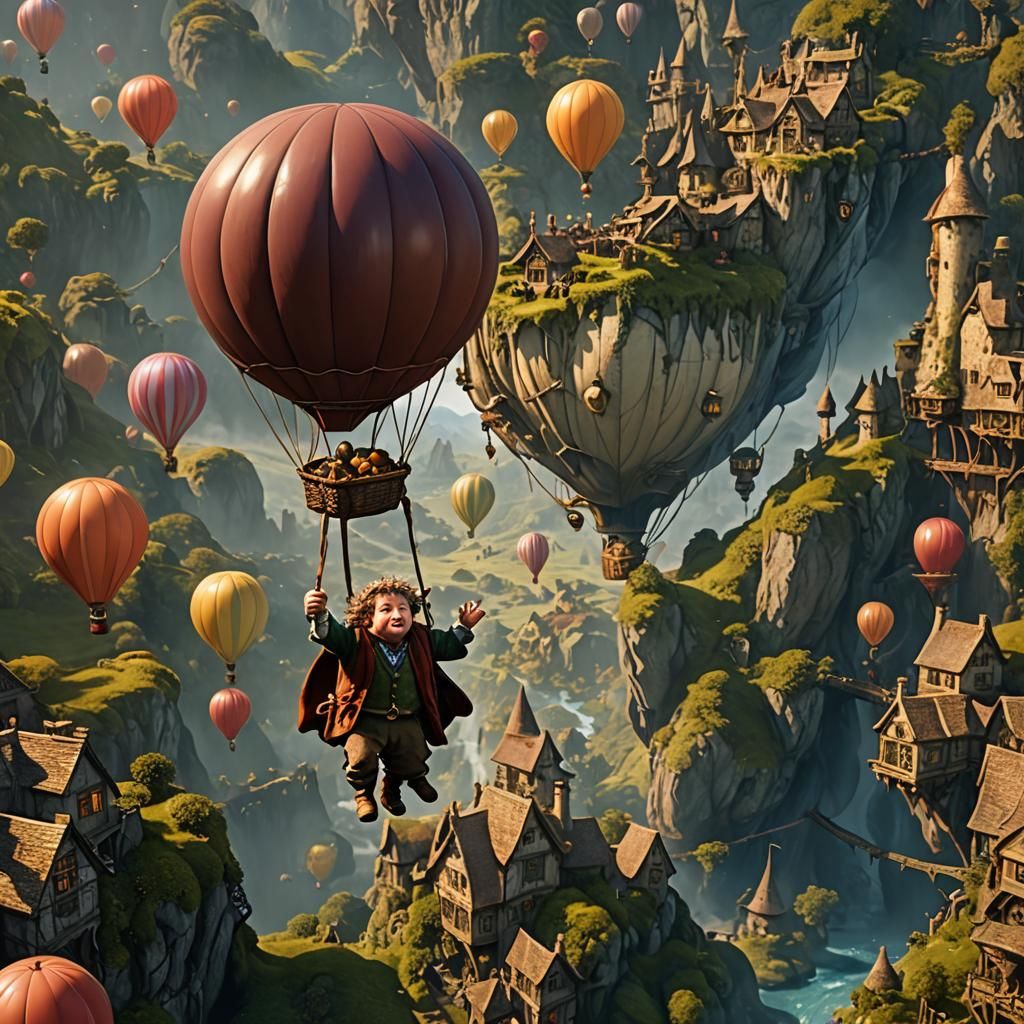 Bilbo Baggins Balloon Ride: Detailed Matte Painting
