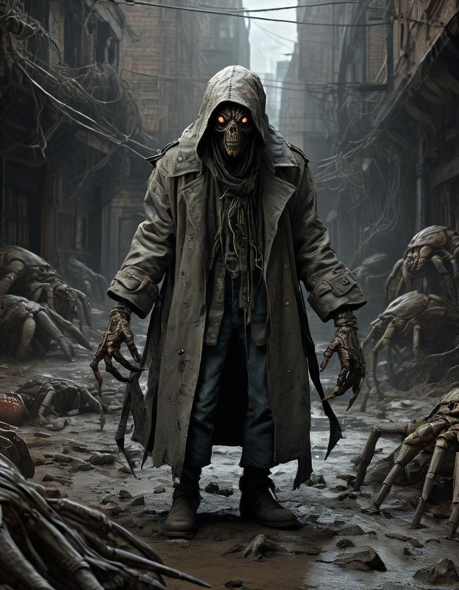 Dystopian Arachnid Horror: A Corrupted Figure