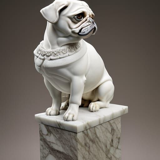 Pug Humanoid as Roman Marble Statue