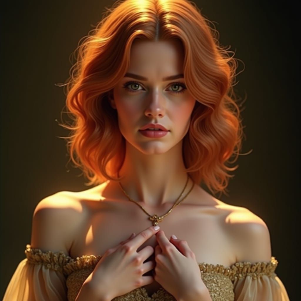 Ethereal Portrait of a Woman with Flowing Lines