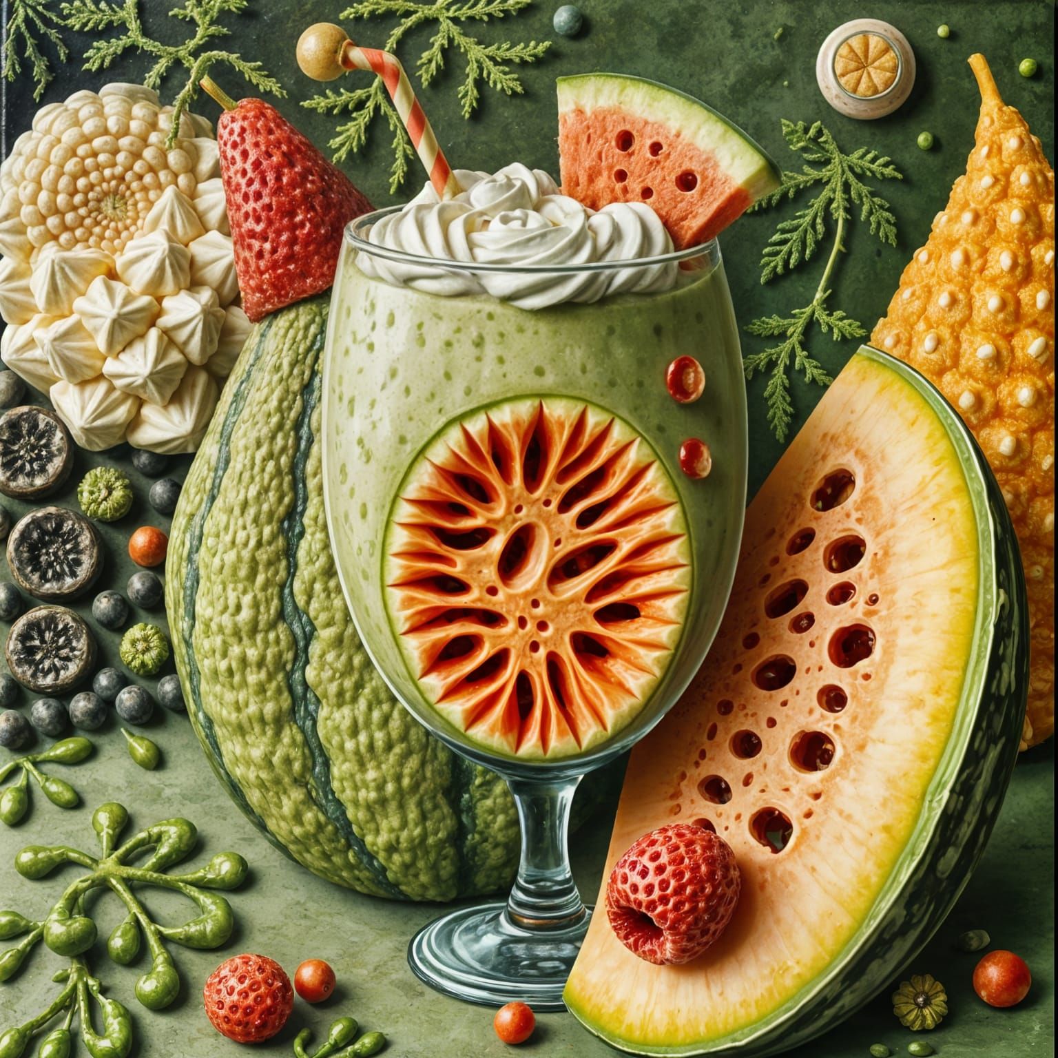 Surreal Melon Smoothie as Impasto Painting