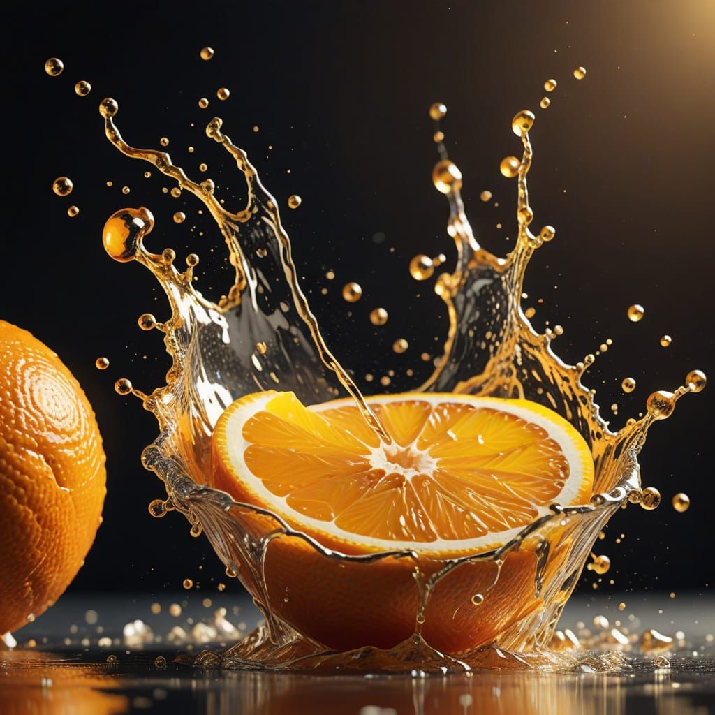 Vibrant Orange Splash in Golden Hour Lighting