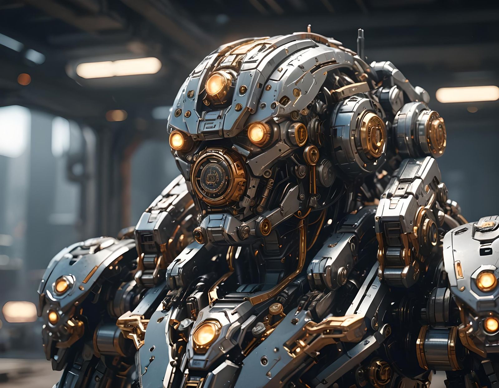 Futuristic Mechanical Officer in Sci-Fi Style