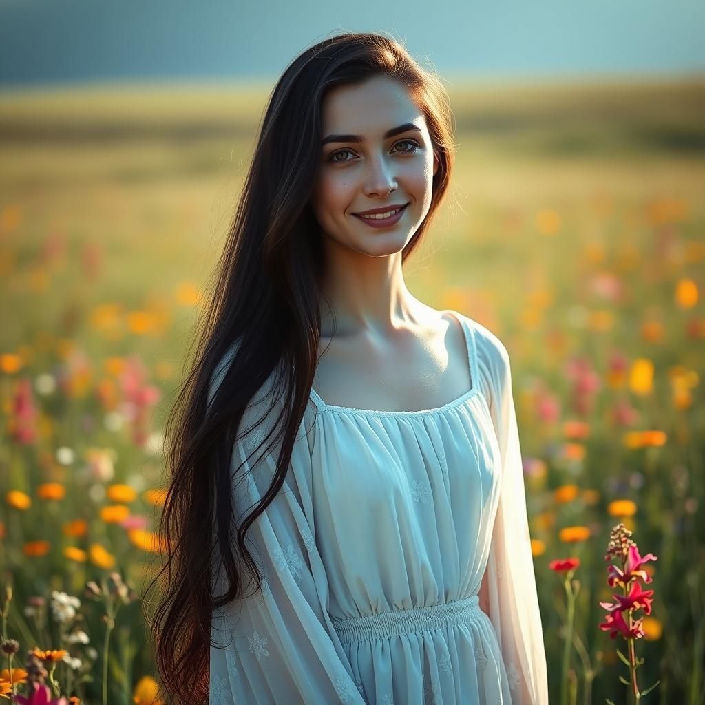 Samara's Serene Meadow: A Photorealistic Alternate Ending