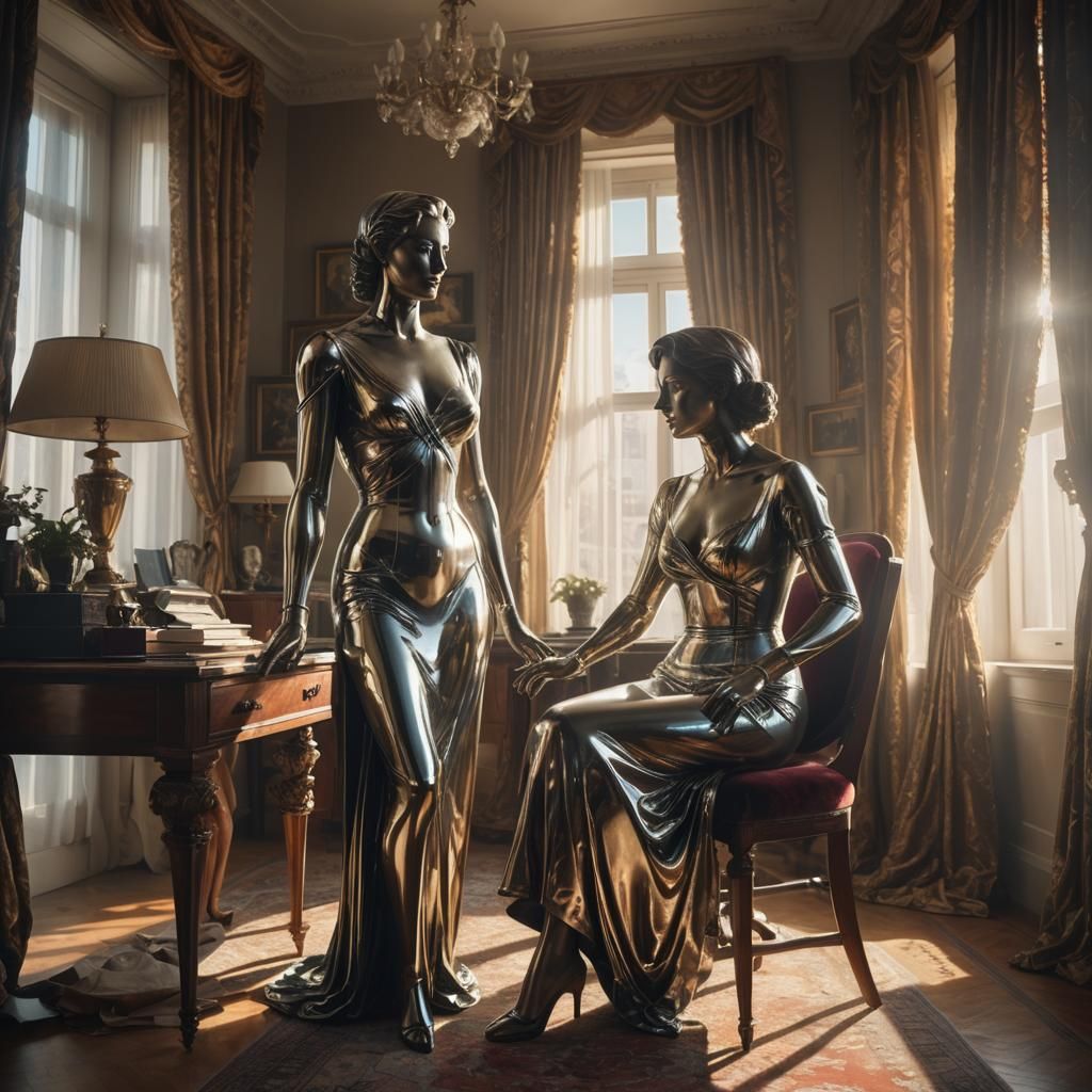 Elegant Apartment Statue in Digital Matte Painting