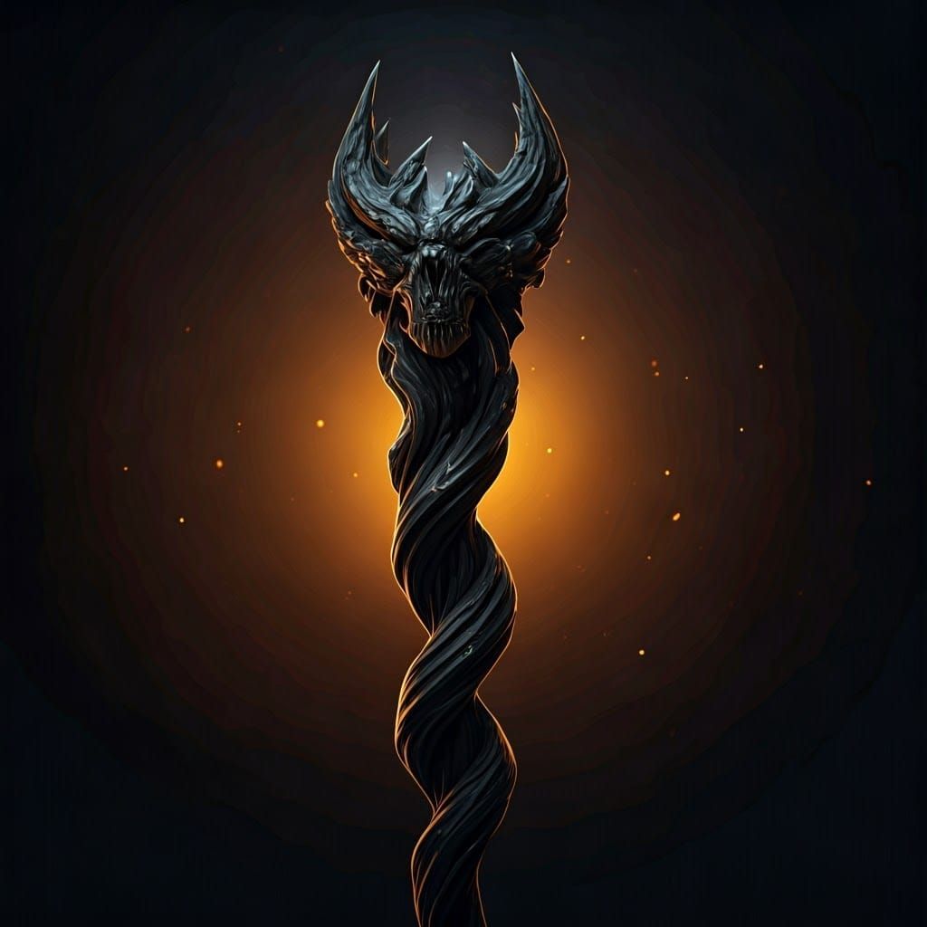 Black Wooden Gnarled Staff