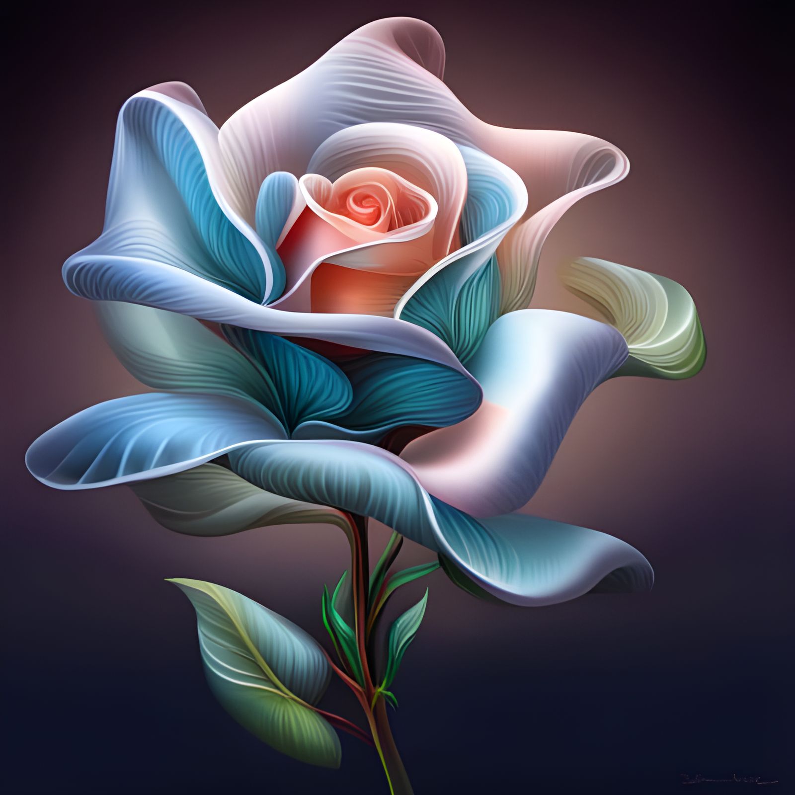 Elegant Glass Rose in Rococo Hyperrealism