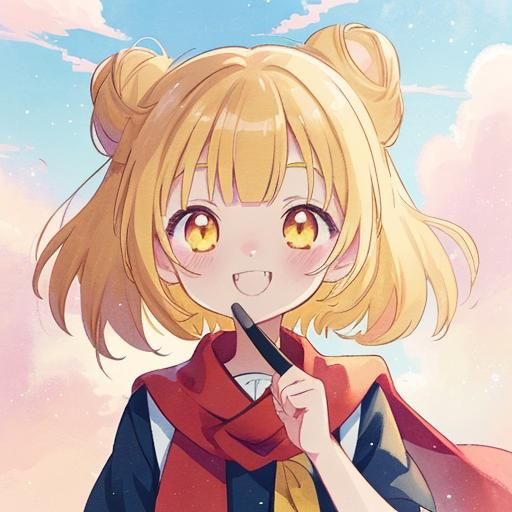 Anime Portrait of Young Woman with Knife in Manga Style