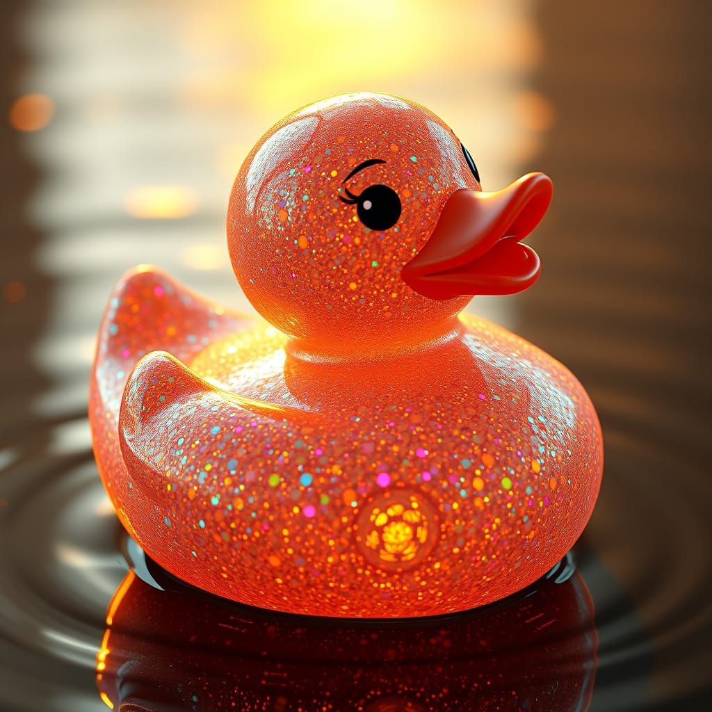 Shimmering Rubber Ducky in Radiant Holographic Glory
