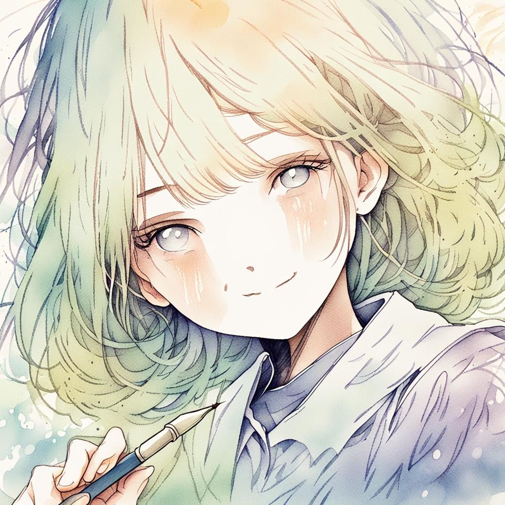 Soft Anime Girl Pencil Sketch Portrait