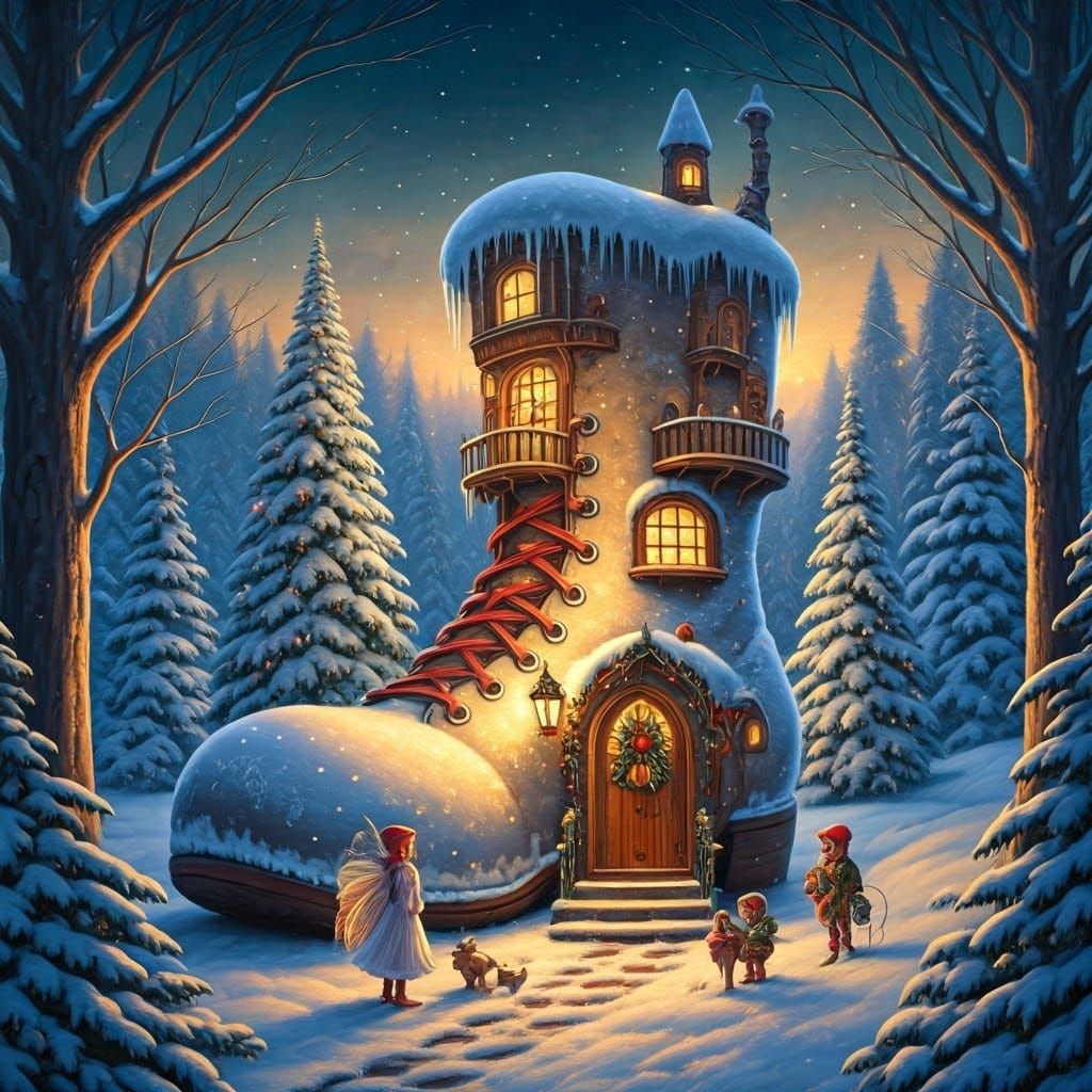 Enchanted Christmas Boot Home for Elves and Fairies