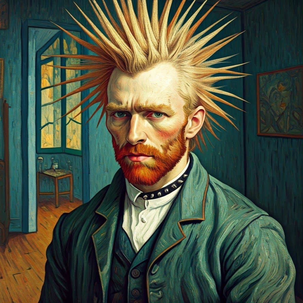 Punk Van Gogh Self-Portrait in Illuminated Gothic Style