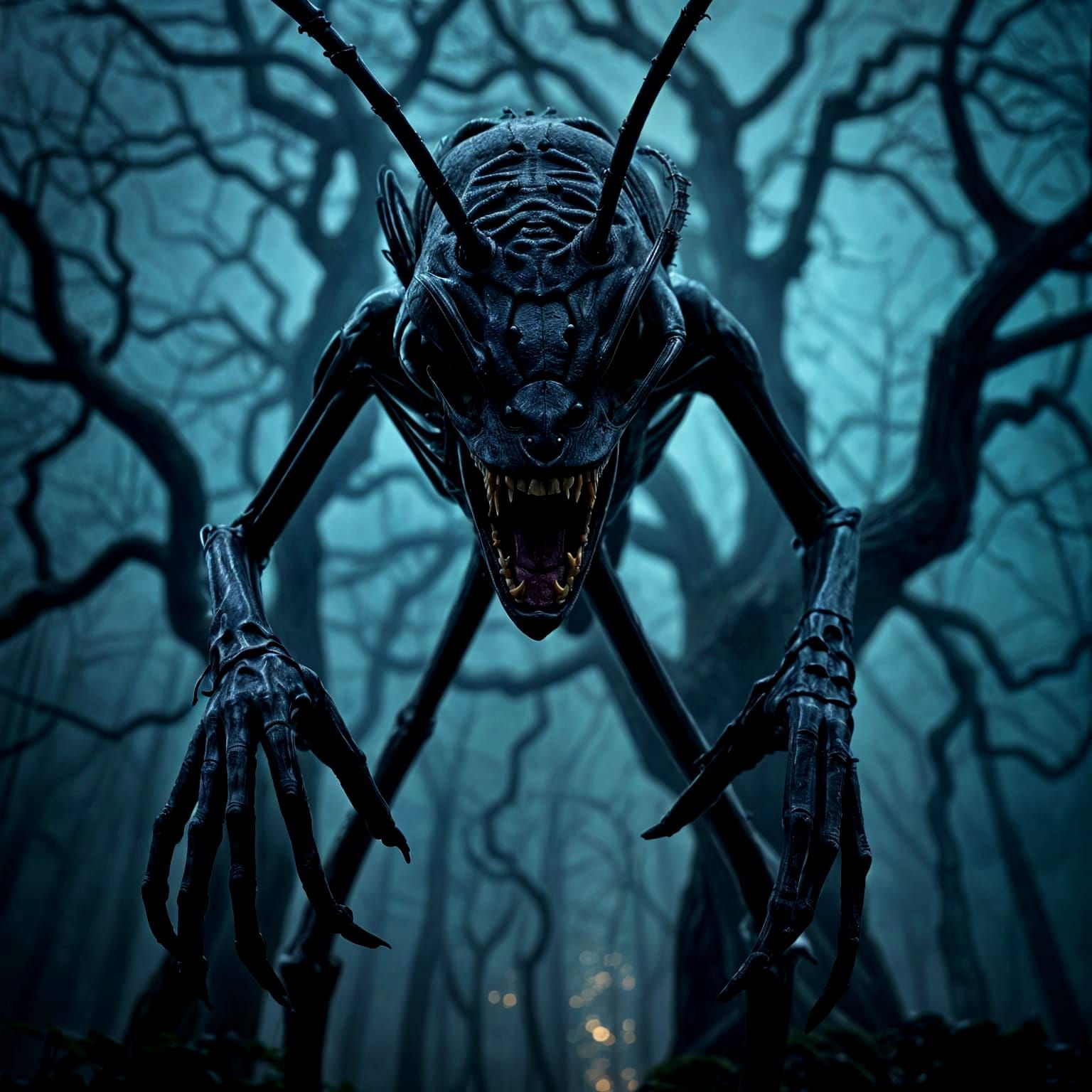 Ethereal Horror in Dark Forest Twilight