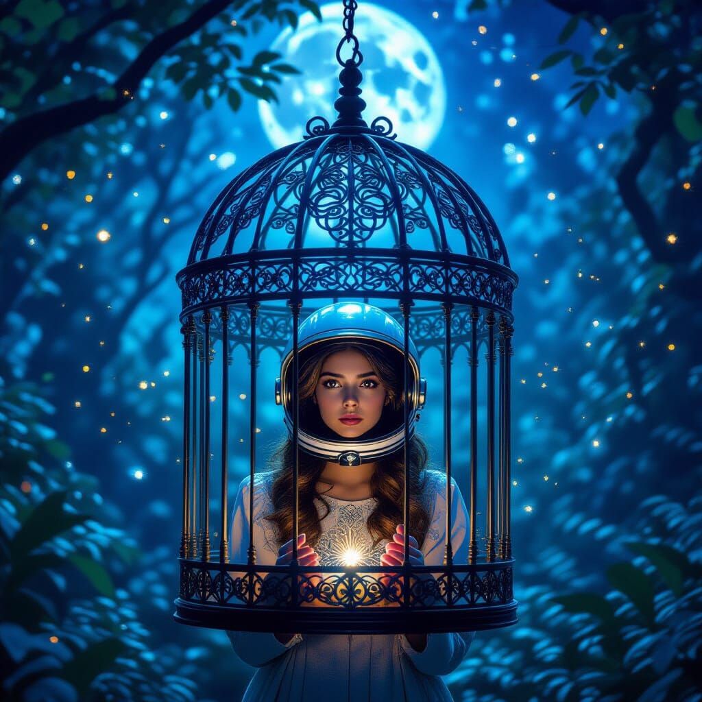 stained-glass bird cage