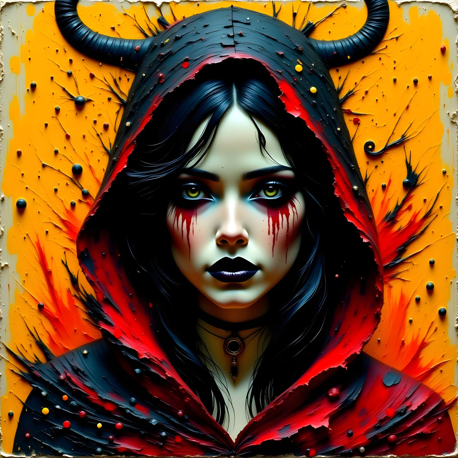 Gothic Warrior Queen of the Damned in Impasto Oil Painting S...