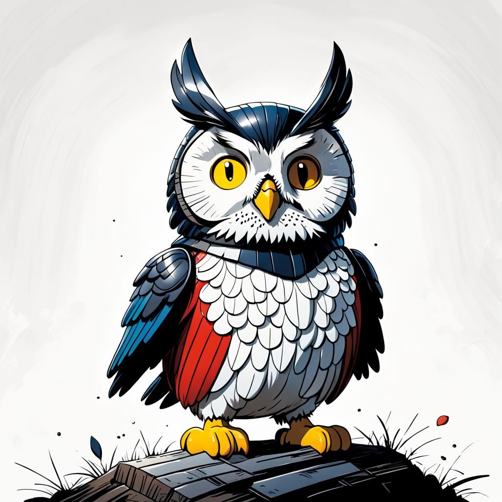 Miffy Style Owl with Primary Colors