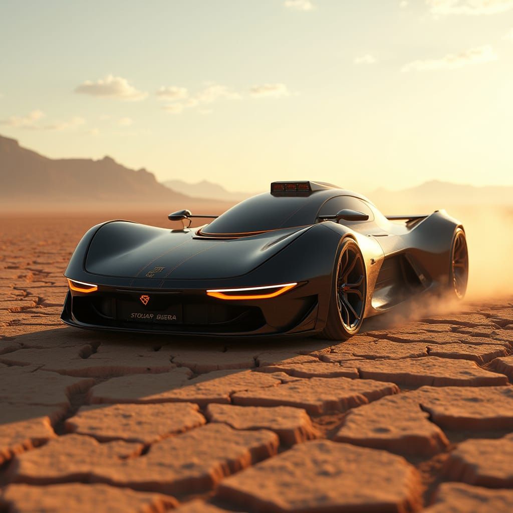 Futuristic Solar Supercar Races Across Desert
