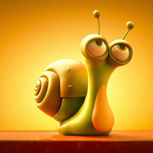 Adorable Baby Snail in Pixar-Style 3D Rendering