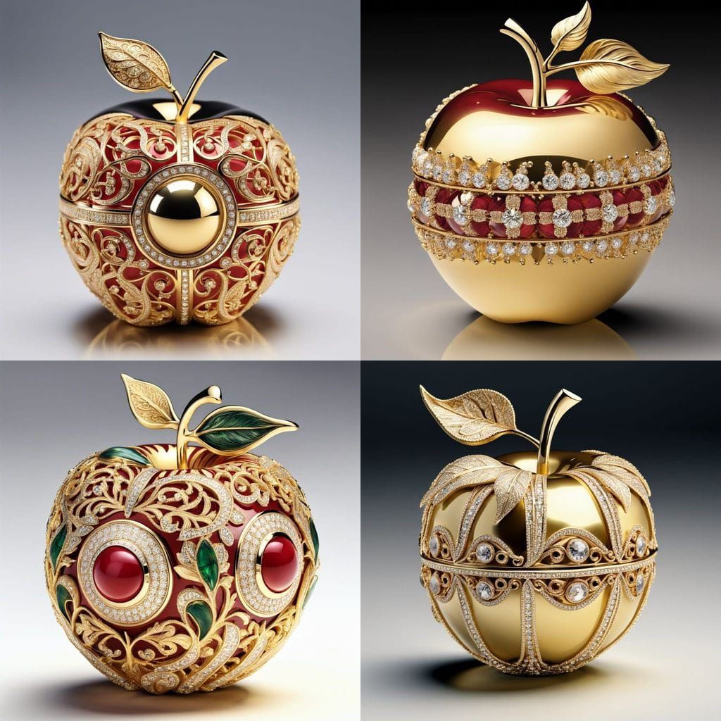Golden Apple in Art Nouveau Style