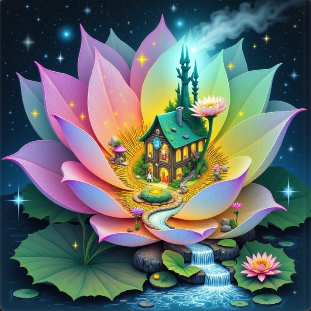 Enchanted Irish Fairy Village in Water Lily