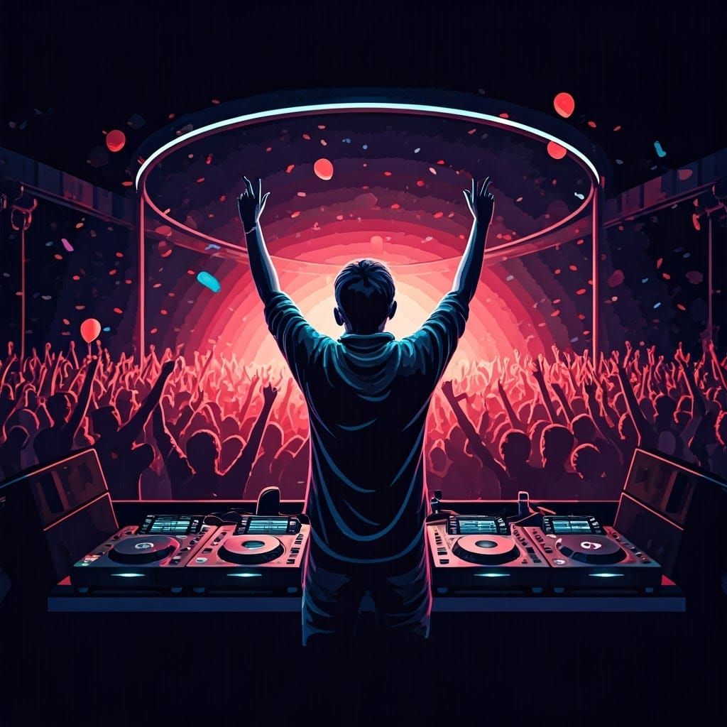 Electric Party Scene in Pop Art Style