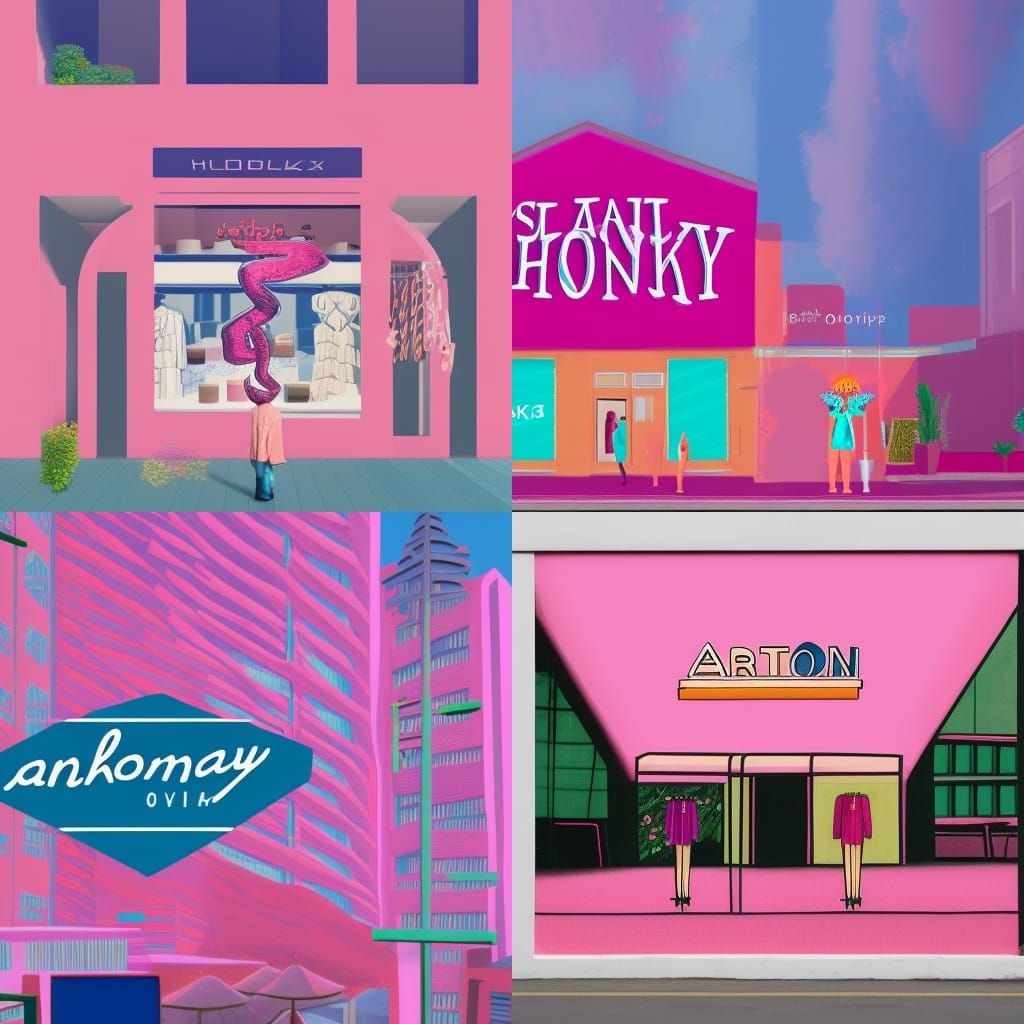 Futuristic Clothing Store Logo in Hockney Style