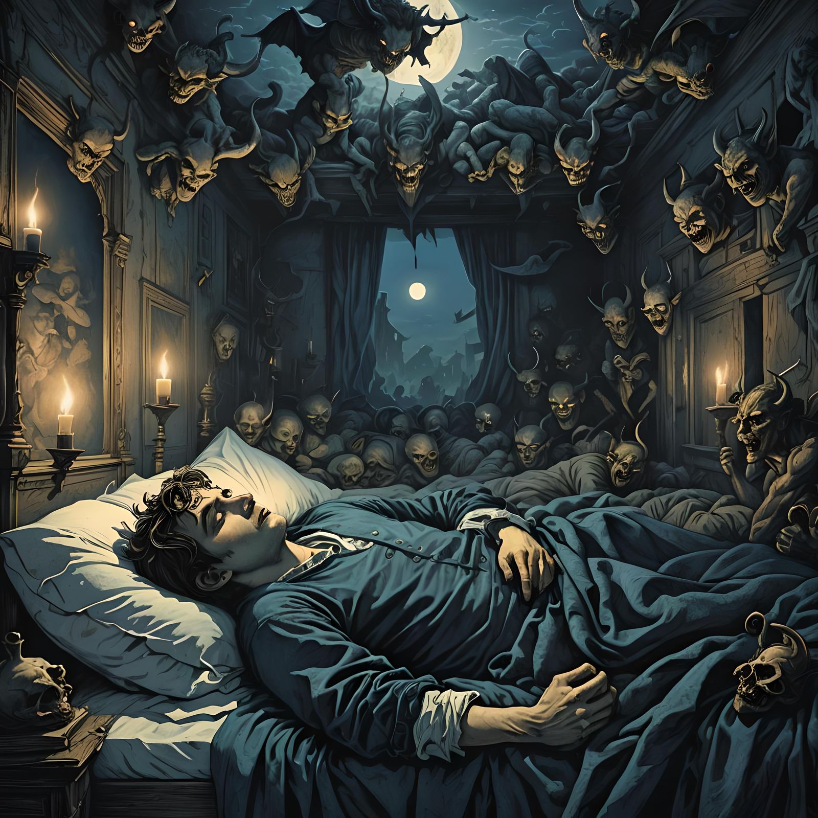 Midnight Fears Eat Soul in Doré Rutkowski Style