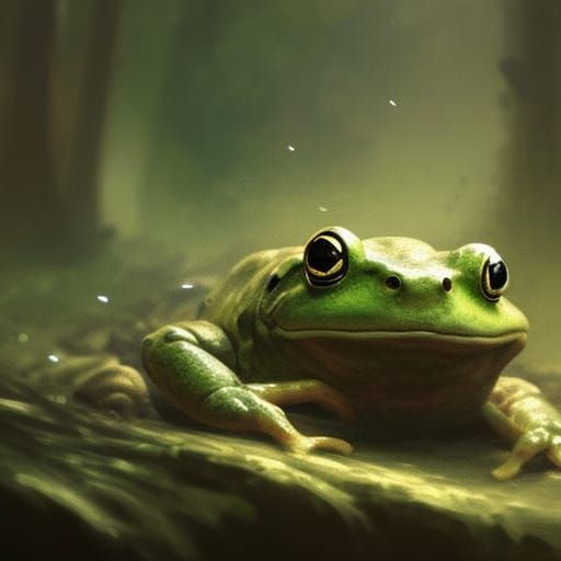 Happy Humanoid Frog in Humid Bog