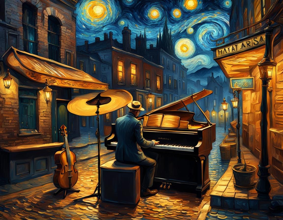 Jazz Trio in Van Gogh Style