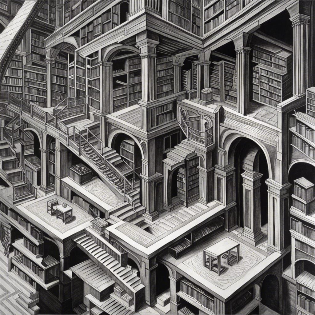 MC Escher's famous artwork "The Library"