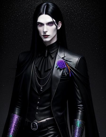 Gothic Man in Rainbow Glitter Leather Suit