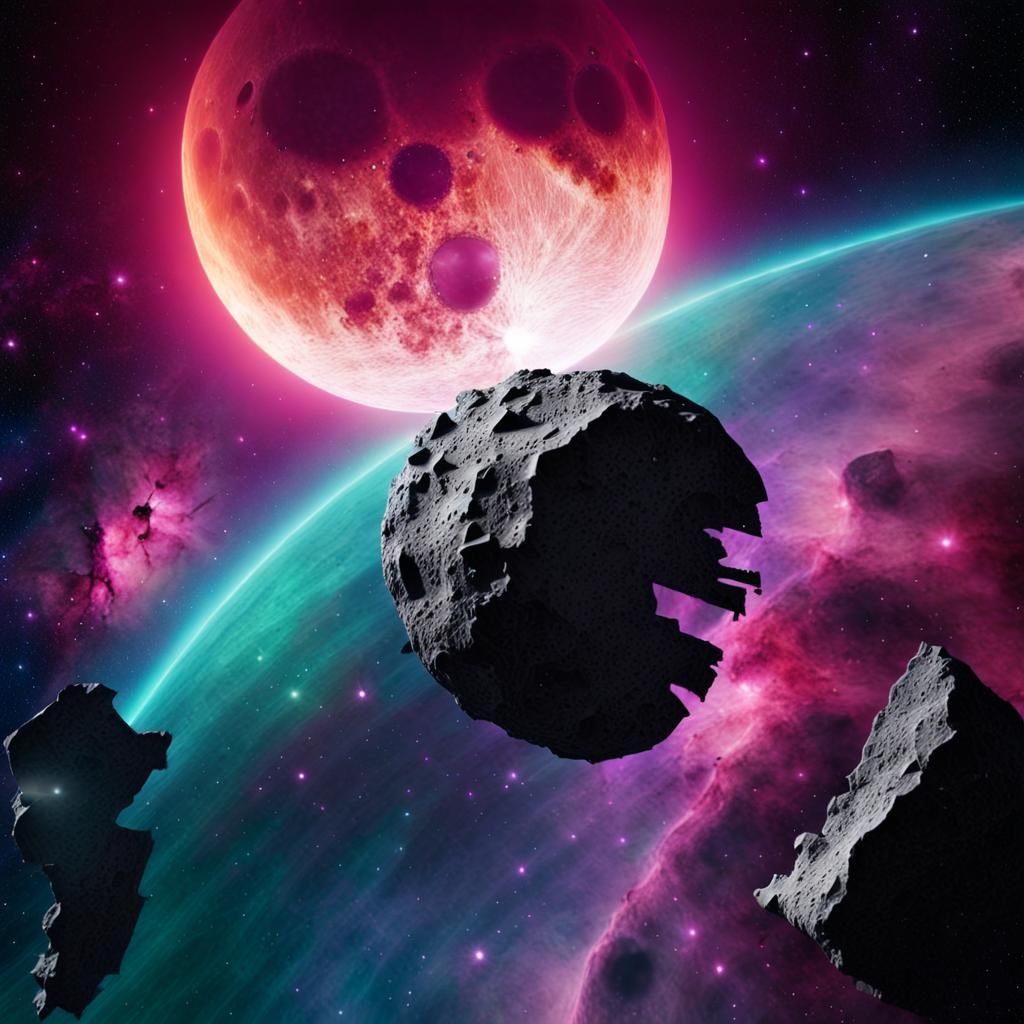 Shattered Moon Over Alien Ocean Nebula