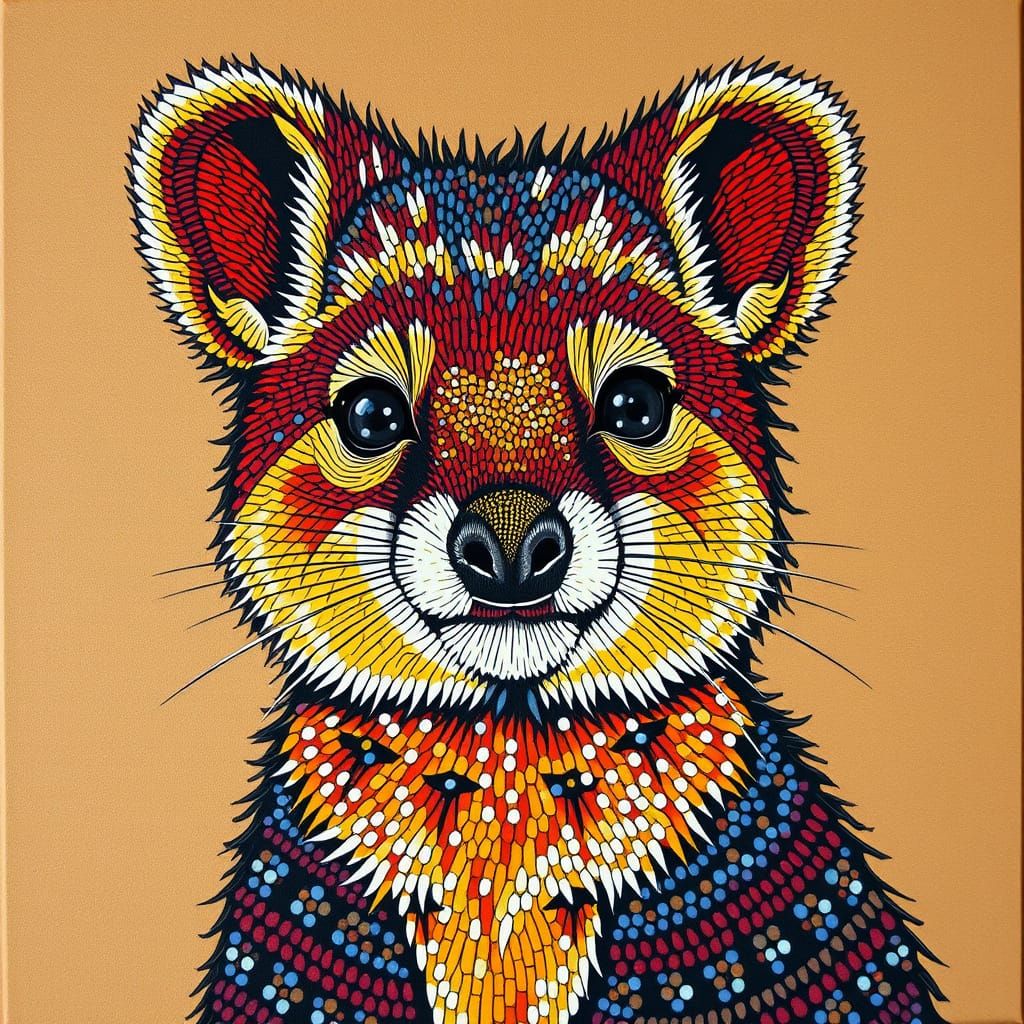 Quokka in Vibrant Aboriginal Art Style