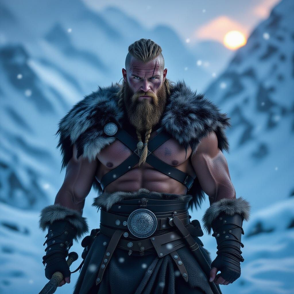 Viking Warrior in a Blizzard: Cinematic Realism
